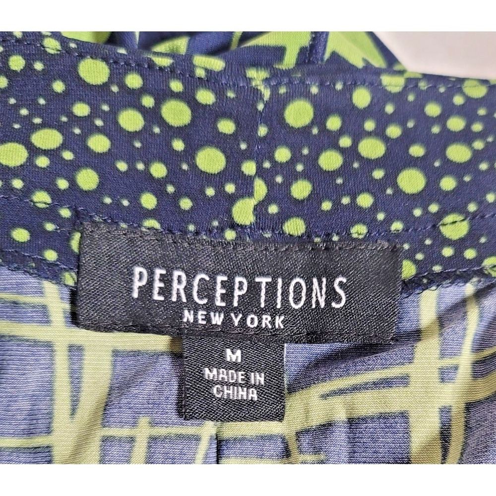 Perceptions New York Dress Womens M Blue Green Sleeveless Midi Tie‎ Waist Career - Picture 9 of 13